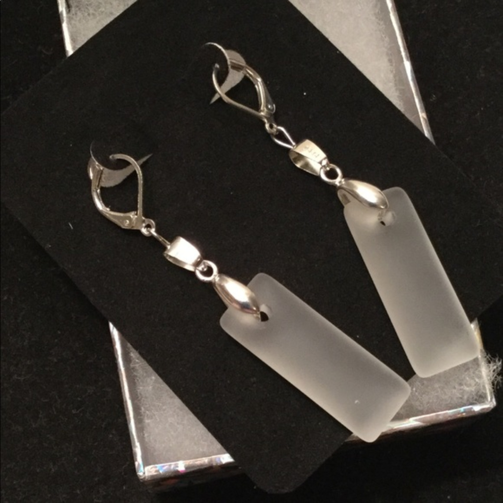 Limited 18k Wg Plated Sea Glass Earrings
